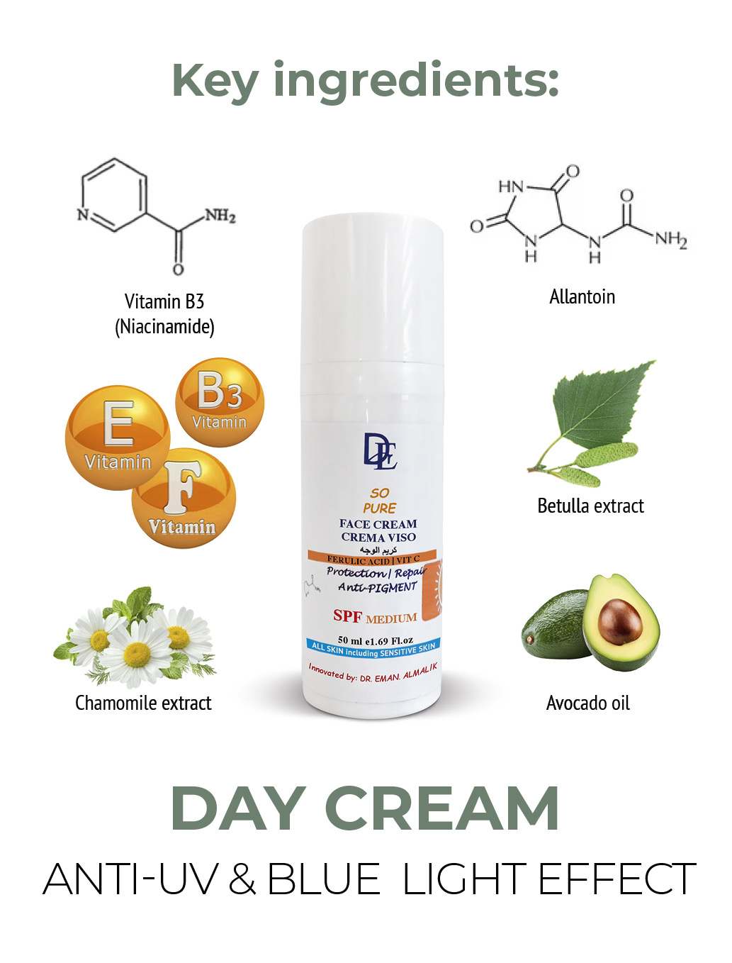 Face cream anti-dark spots " Protect & Repair" with SPF medium كريم الوجه ضد التصبغات بواقي شمس متوسط - Image 2