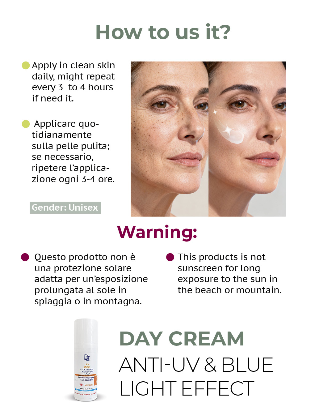 Face cream anti-dark spots " Protect & Repair" with SPF medium كريم الوجه ضد التصبغات بواقي شمس متوسط - Image 4